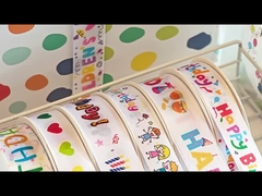 Happy birthday printed cotton ribbon