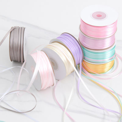3mm Narrow Assorted Color Custom High Durability  Polyester Satin Ribbon for Gift Packing