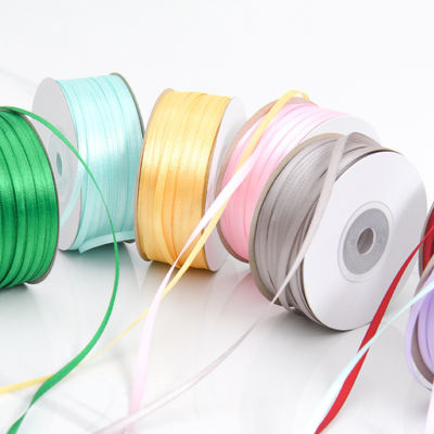 3mm Narrow Assorted Color Custom High Durability  Polyester Satin Ribbon for Gift Packing