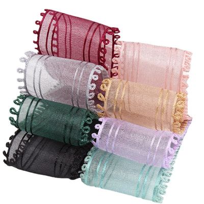16mm-38mm Rolls Of Organza Ribbon Double Circle Edge Red Sheer Ribbon