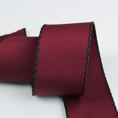 10mm-38mm Stitched Polyester Grosgrain Ribbon ISO9001 Solid Pattern