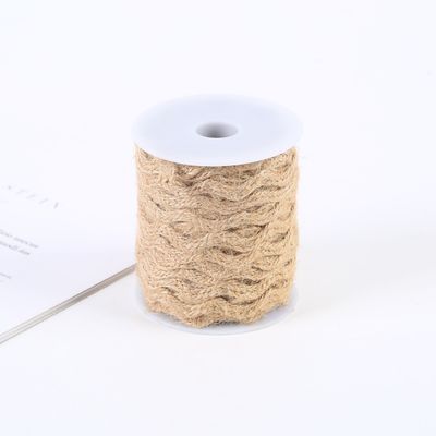 Solid Color Jute Burlap Ribbon ISO14001 Dark Brown Burlap Ribbon