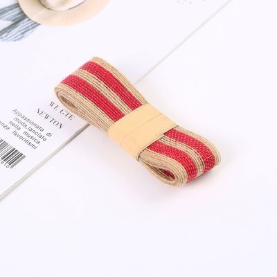 Striped Colorful 100% Jute Burlap Ribbon Rolls For Decoration
