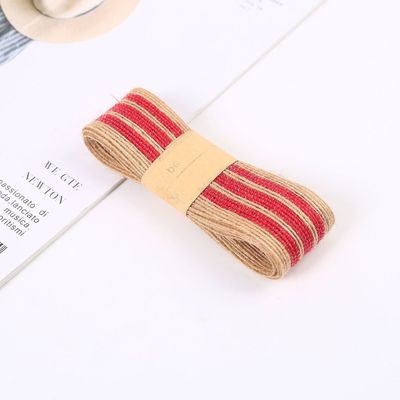 Striped Colorful 100% Jute Burlap Ribbon Rolls For Decoration
