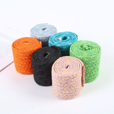 Woven Braided Jute Ribbon Colorful Blue Jute Ribbon For Christmas Tree