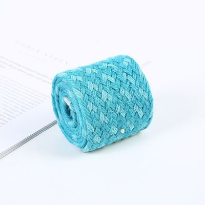 Woven Braided Jute Ribbon Colorful Blue Jute Ribbon For Christmas Tree
