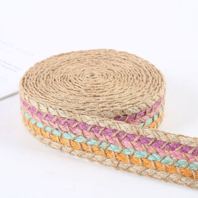 Braided Woven Jute Burlap Ribbon Retro Gold Burlap Ribbon For Garment
