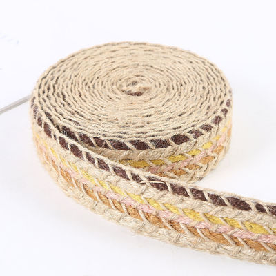 Braided Woven Jute Burlap Ribbon Retro Gold Burlap Ribbon For Garment