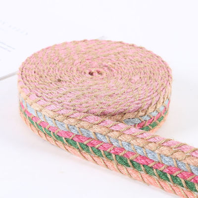 Braided Woven Jute Burlap Ribbon Retro Gold Burlap Ribbon For Garment