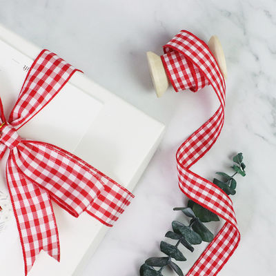 Polyester Plaid Lattice Ribbon For Bow Making And Gift Packing