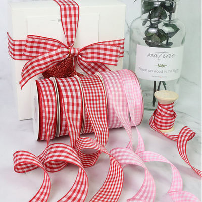 Polyester Plaid Lattice Ribbon For Bow Making And Gift Packing