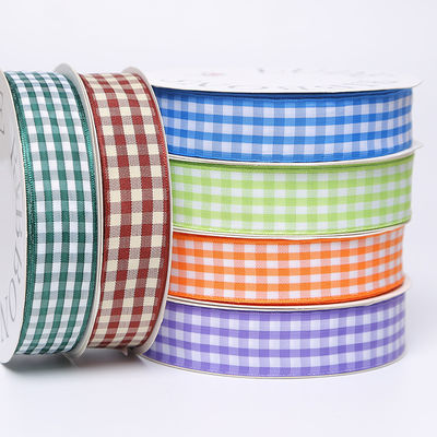 Polyester Plaid Lattice Ribbon For Bow Making And Gift Packing