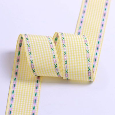 7mm-38mm Blue Embroidered Ribbon ISO9001 Embroidered Floral Ribbon