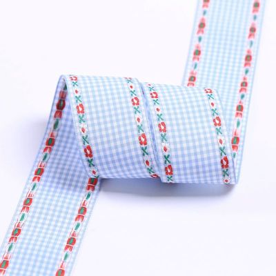 7mm-38mm Blue Embroidered Ribbon ISO9001 Embroidered Floral Ribbon