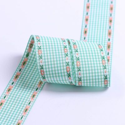 7mm-38mm Blue Embroidered Ribbon ISO9001 Embroidered Floral Ribbon