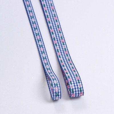 7mm-38mm Blue Embroidered Ribbon ISO9001 Embroidered Floral Ribbon