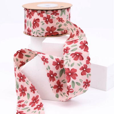 Floral Personalized Grosgrain Ribbon Weave Edge Ribbon For Gift Packing