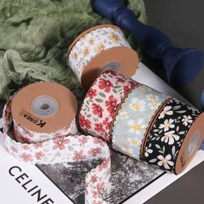 Floral Personalized Grosgrain Ribbon Weave Edge Ribbon For Gift Packing