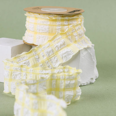 Korea Lattice Blue And White Gingham Ribbon 38mm Polyester Pink Tartan Ribbon