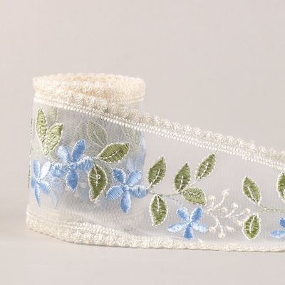 Embroidery Wired Organza Ribbon 85mm Single Face Printed Organza Ribbon
