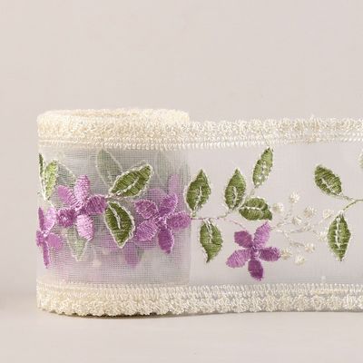 Embroidery Wired Organza Ribbon 85mm Single Face Printed Organza Ribbon