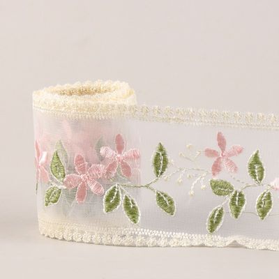 Embroidery Wired Organza Ribbon 85mm Single Face Printed Organza Ribbon
