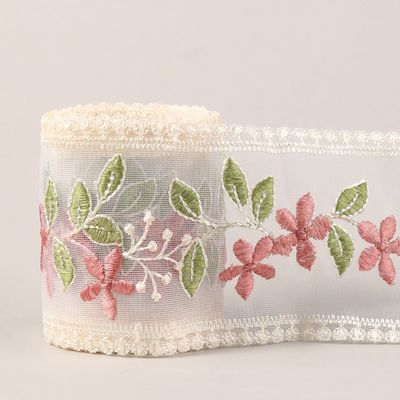 Embroidery Wired Organza Ribbon 85mm Single Face Printed Organza Ribbon