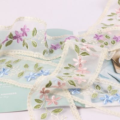 Embroidery Wired Organza Ribbon 85mm Single Face Printed Organza Ribbon