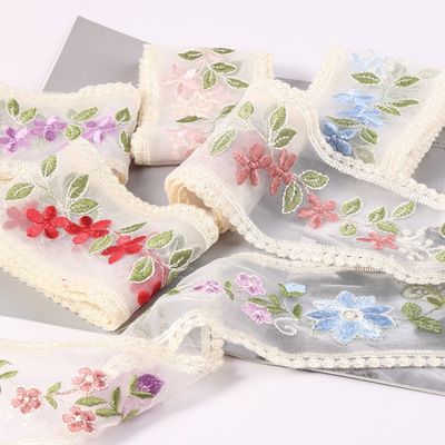 Embroidery Wired Organza Ribbon 85mm Single Face Printed Organza Ribbon