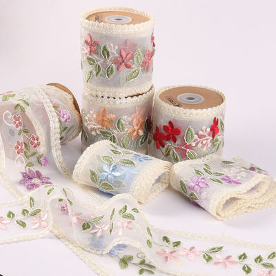 Embroidery Wired Organza Ribbon 85mm Single Face Printed Organza Ribbon