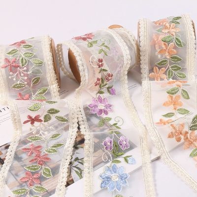 Embroidery Wired Organza Ribbon 85mm Single Face Printed Organza Ribbon