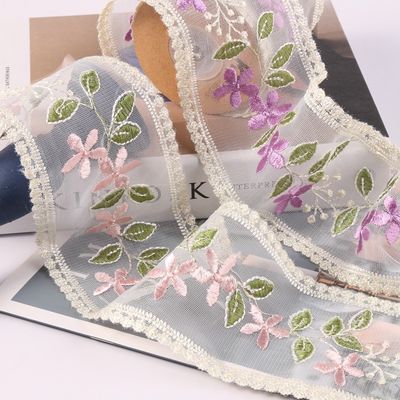 Embroidery Wired Organza Ribbon 85mm Single Face Printed Organza Ribbon