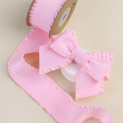 Wrinkle Edge Polyester Satin Ribbon 25mm-38mm Double Faced Satin Ribbon
