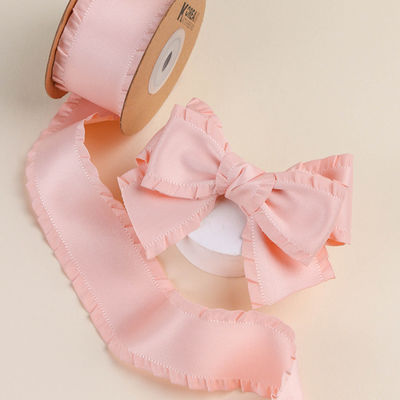 Wrinkle Edge Polyester Satin Ribbon 25mm-38mm Double Faced Satin Ribbon