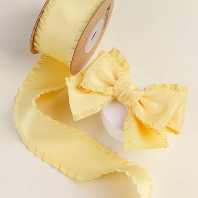 Wrinkle Edge Polyester Satin Ribbon 25mm-38mm Double Faced Satin Ribbon