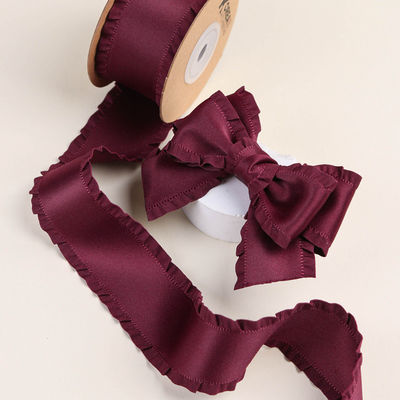Wrinkle Edge Polyester Satin Ribbon 25mm-38mm Double Faced Satin Ribbon