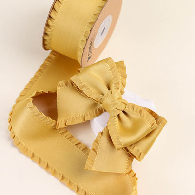 Wrinkle Edge Polyester Satin Ribbon 25mm-38mm Double Faced Satin Ribbon