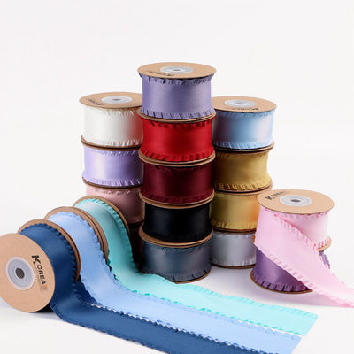 Wrinkle Edge Polyester Satin Ribbon 25mm-38mm Double Faced Satin Ribbon