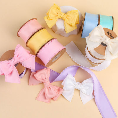 Wrinkle Edge Polyester Satin Ribbon 25mm-38mm Double Faced Satin Ribbon