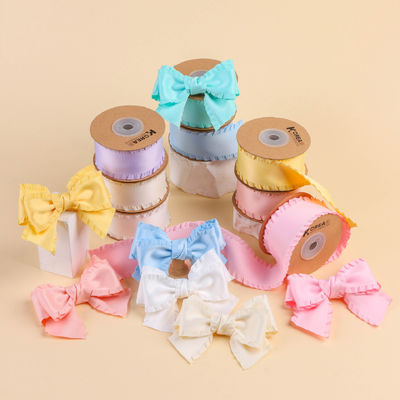 Wrinkle Edge Polyester Satin Ribbon 25mm-38mm Double Faced Satin Ribbon