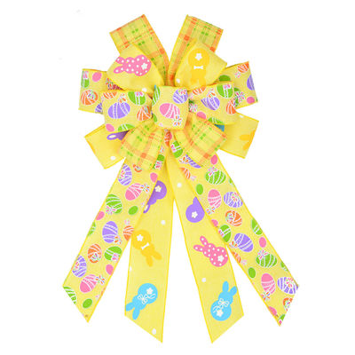 Cute Cartoon Egg And Rabbit Easter Ribbon Bow For Festival Decoration