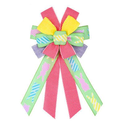 Cute Cartoon Egg And Rabbit Easter Ribbon Bow For Festival Decoration