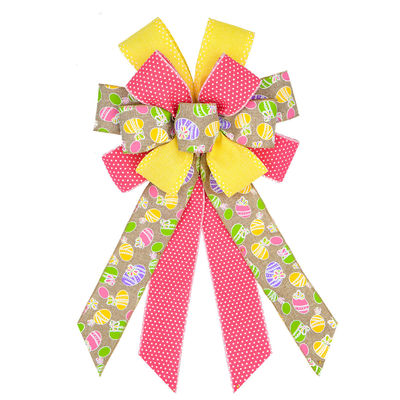 Cute Cartoon Egg And Rabbit Easter Ribbon Bow For Festival Decoration