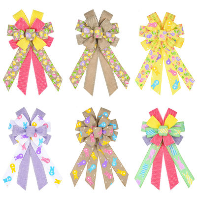Cute Cartoon Egg And Rabbit Easter Ribbon Bow For Festival Decoration