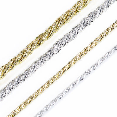 Gold Silver Braided Polyester Rope Twisted 5mm 3 Strands Rope
