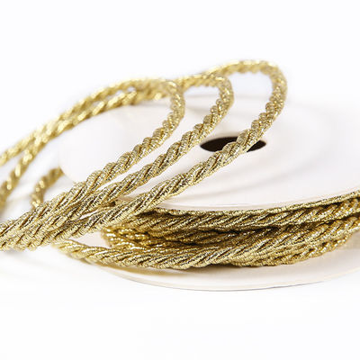 Gold Silver Braided Polyester Rope Twisted 5mm 3 Strands Rope