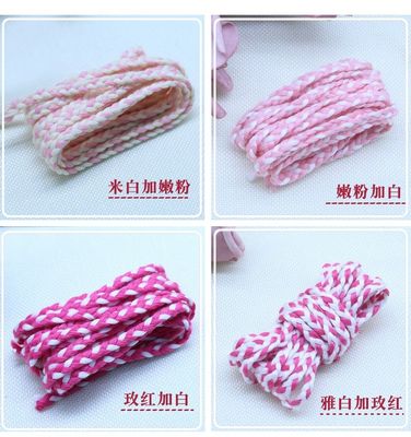 Garment 3 Strand Macrame Cord Orange White 5mm 3 Strand Cotton Rope