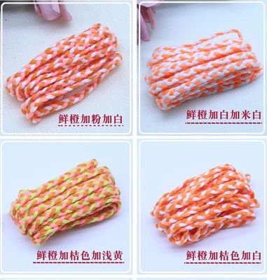 Garment 3 Strand Macrame Cord Orange White 5mm 3 Strand Cotton Rope