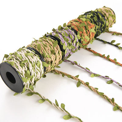 6mm Decorative Burlap Ribbon With Leaf 10m Twine Rope For Crafts