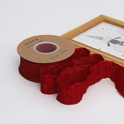 Embossed Floral Lace Trim 25mm Polyester Champagne Lace Ribbon